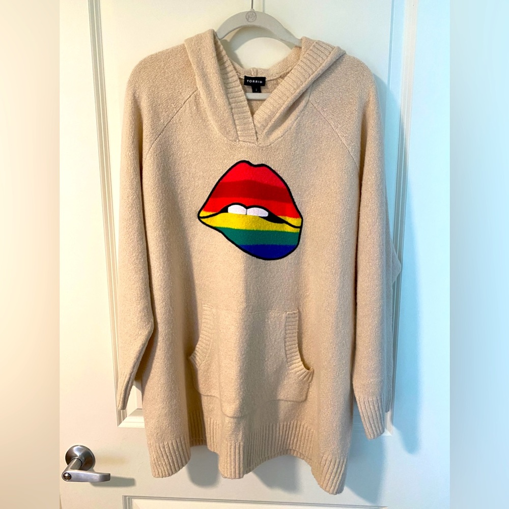 Rainbow lips tunic hoodie sweater